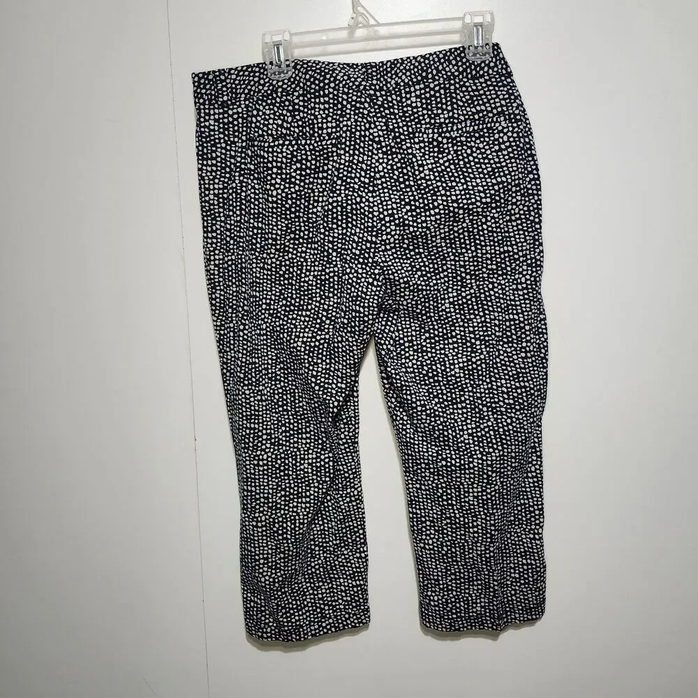 LOFT Original Crop Pants Women Size 14 Navy White Print Stretch Ann Taylor Loft - Picture 3 of 12